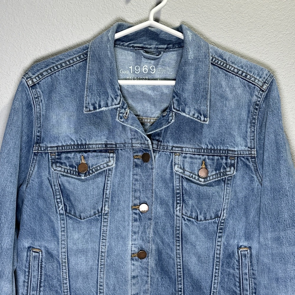 Gap Women's Denim Jacket Size Large 1969 Icon Flap Jack, Barn, Chore, rodeo